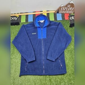 Vintage Columbia Mens Full Zip Fleece Jacket Longsleeve Size Medium Color Blue